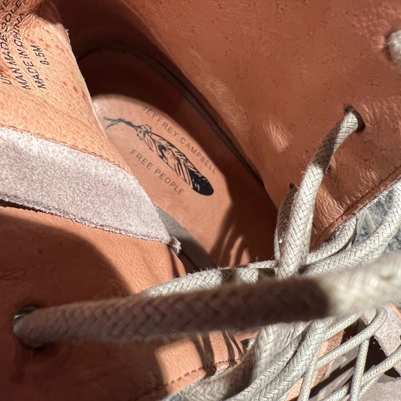 Jeffrey Campbell Free People NWOT Taupe Suede Open Front Lace up 4.5” Heel Shoes - Picture 8 of 11